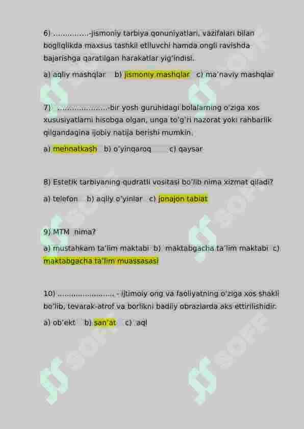 Bishlang'ich rivojlanishdagi bolalar haqida test foydali 2