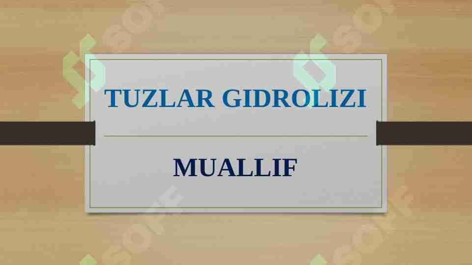 TUZLAR GIDROLIZI