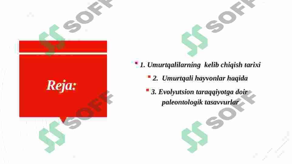 Umurtqalilarning kelib chiqishi va evolyutsion taraqqiyotiga doir paleontalogik tasavvurlar 2