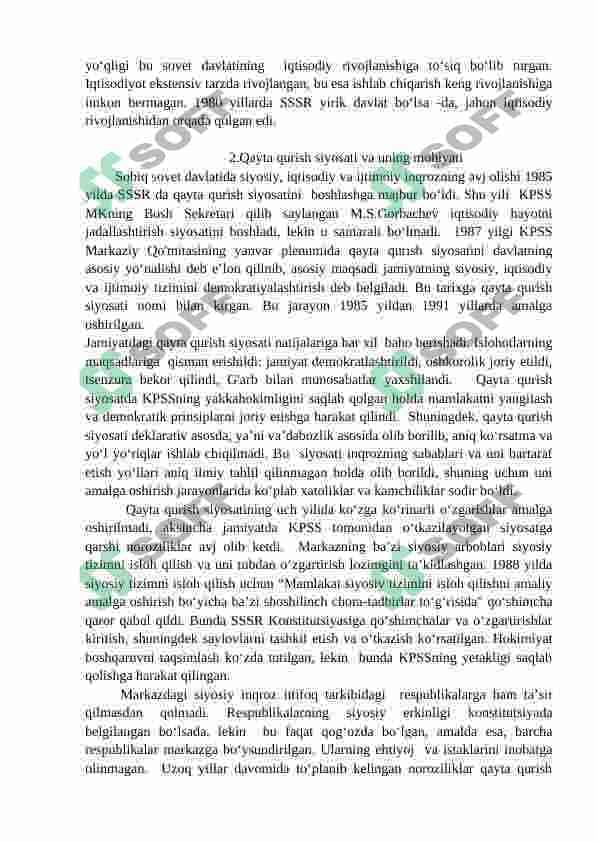 O‘ZBEKISTONNING MUSTAQILLIKKA ERISHISHI ARAFASIDAGI IJTIMOIY-SIYOSIY VA IQTISODIY AHVOLI. 3