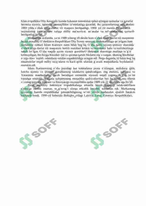 O`ZBEKISTON RESPUBLIKASI MUSTAQILLIGINING E‟LON QILINISHI VA UNING TARIXIY AHAMIYATI. 4