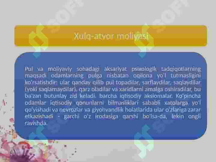 XULQ-ATVOR MOLIYASI 3