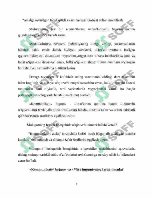 Pedagogik faoliyatni tashkil etishda muloqotga kirishishni rivojlantirish. 5