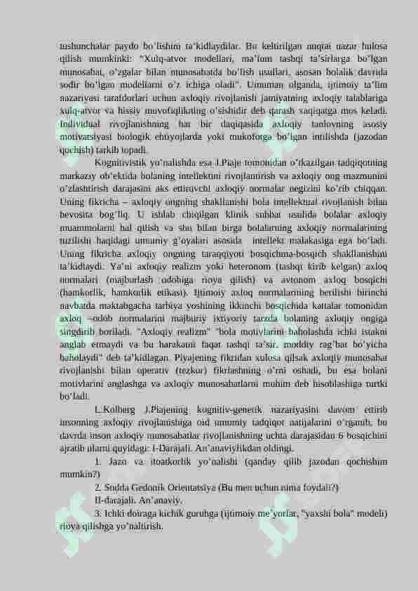 MAKTABGACHA YOSHDAGI BOLALARDA AXLOQIY MUNOSABATLARNI SHAKLLANTIRISH MEXANIZMLARI

Maktabgacha yoshdagi bolalarda axloqiy rivojlanish koʻnikmalari 2