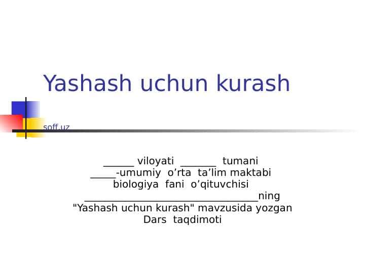 Yashash uchun kurash