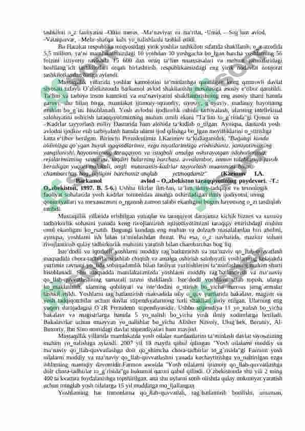 KADRLAR TAYYORLASH VA TA‟LIM SOHASINI ISLOH QILISH. 5