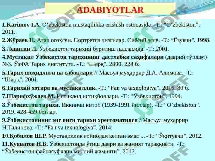О‘ZBEKISTON RESPUBLIKASI MUSTAQILLIGINING E’LON QILINISHI VA UNING TARIXIY AHAMIYATI 2