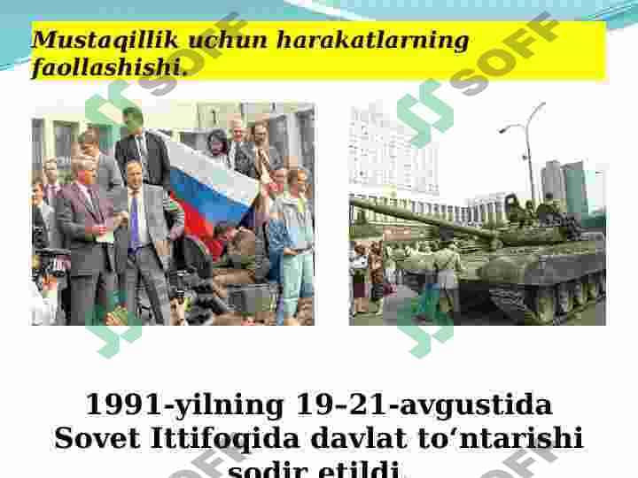 О‘ZBEKISTON RESPUBLIKASI MUSTAQILLIGINING E’LON QILINISHI VA UNING TARIXIY AHAMIYATI 8