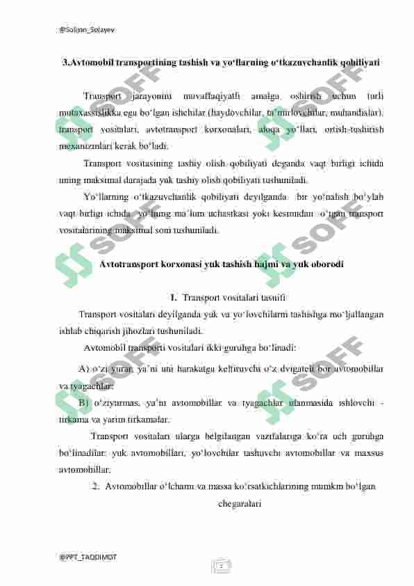 YUKLARNI TASHISH. TRANSPORT JARAYONI 2