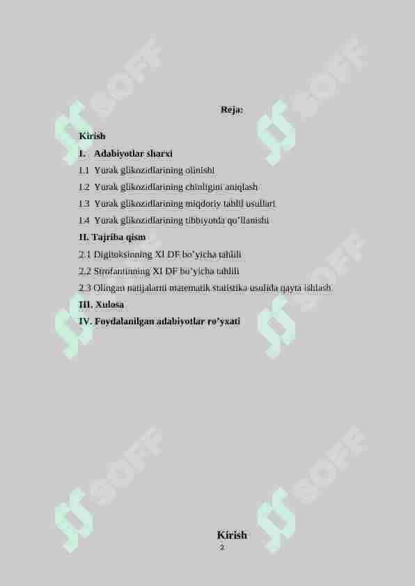 Yurak glikozidlari tahlili 2