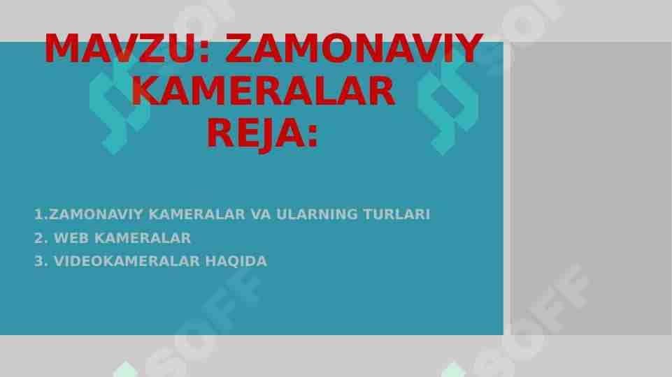 ZAMONAVIY KAMERALAR