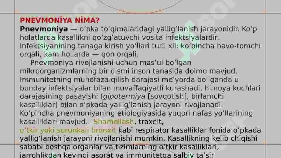 ZOTILJAM kasalligi tasnifi, etiologiyasi 5