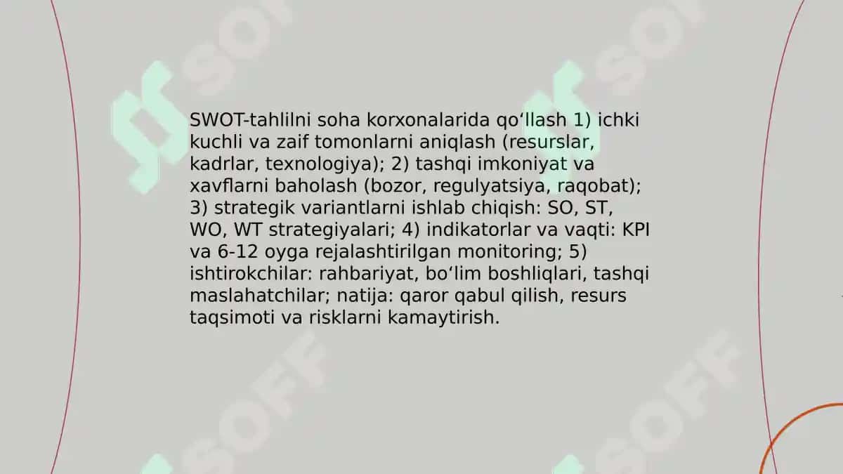 Soha korxonalarida strategik rejalashtirish 5