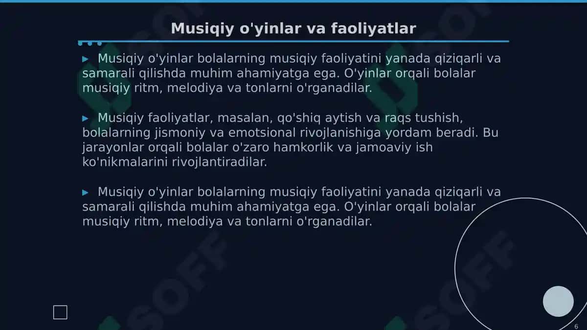 Maktabgacha yoshdagi bolalar musiqiy faoliyatining mazmuni 6