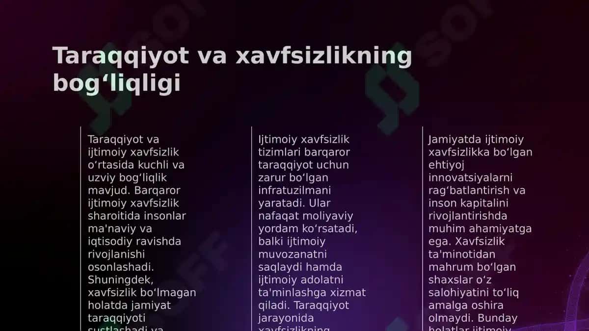 Inson taraqqiyotini ta’minlash va ijtimoiy xavfsizlik oʻrtasidagi bogʻliqlik masalalari 5