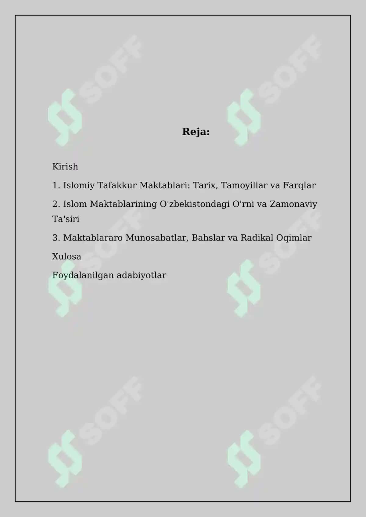 Islomdagi mazhablar bo'yicha mustaqil ish 2