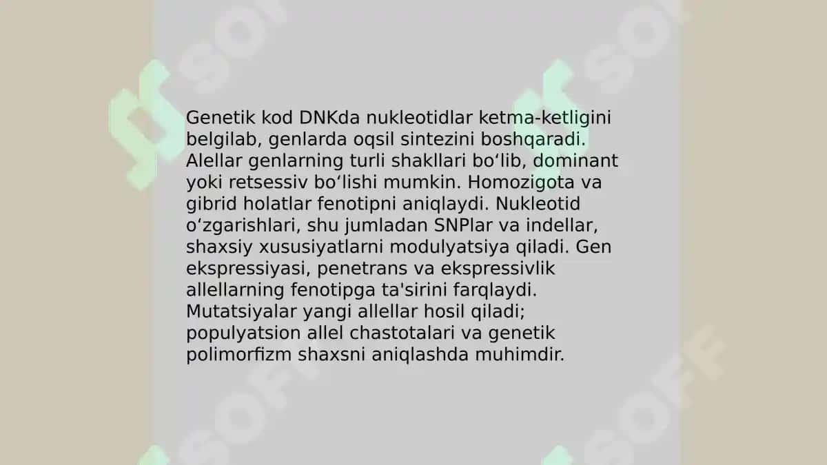 Shaxsni tasdiqlovchi genotipik va fenotipik faktorlar 4