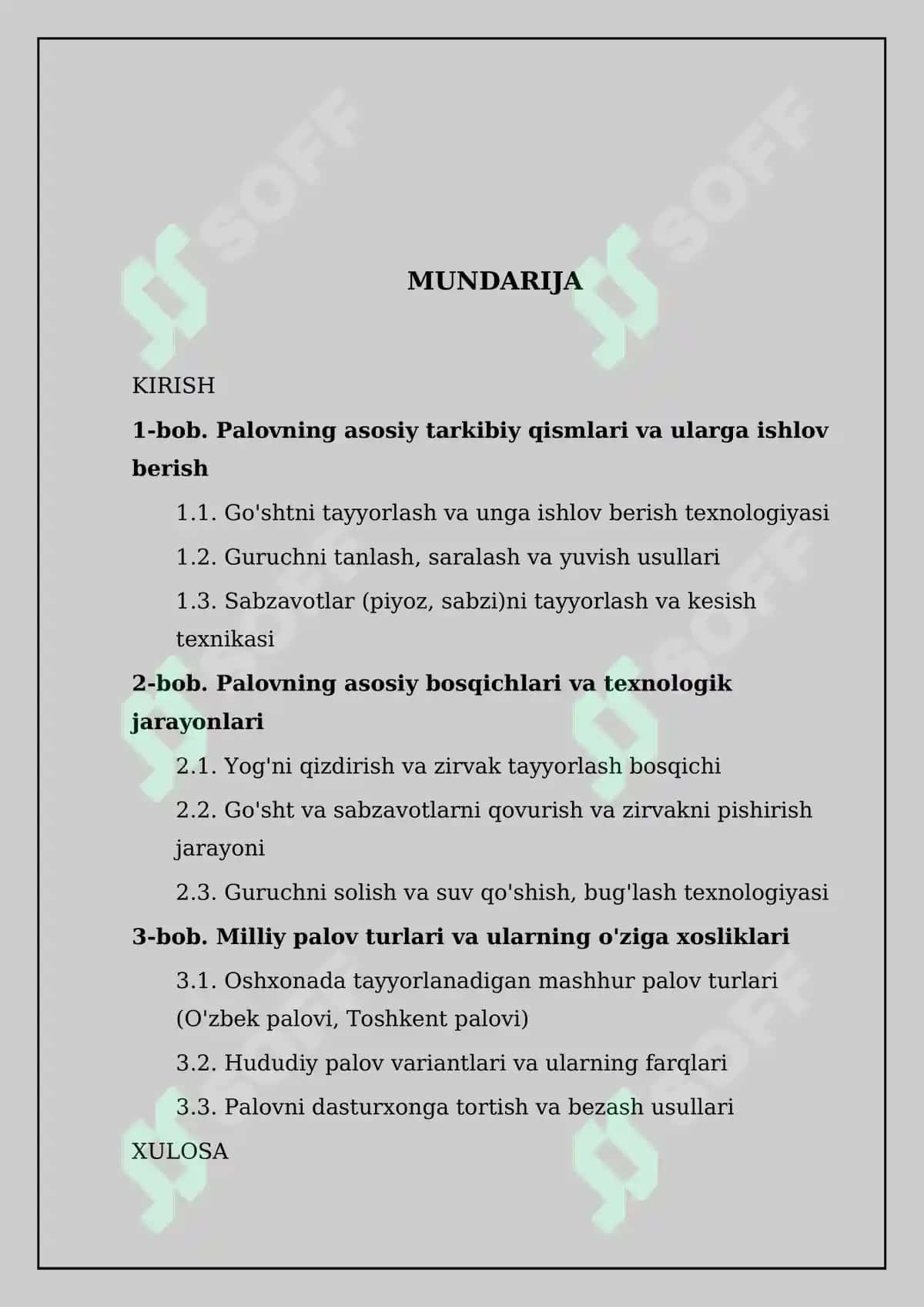 Milliy palov tayyorlash texnologiyasi Kurs ishi 2