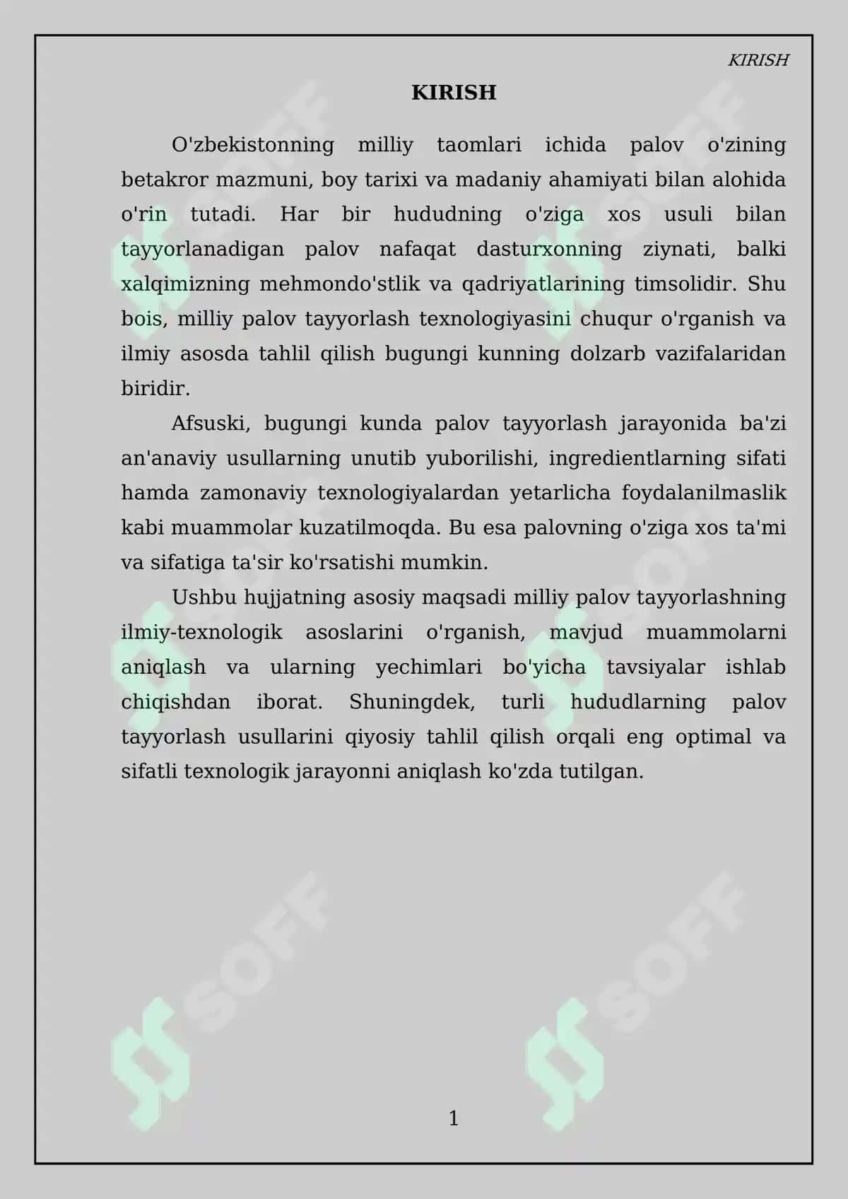 Milliy palov tayyorlash texnologiyasi Kurs ishi 4