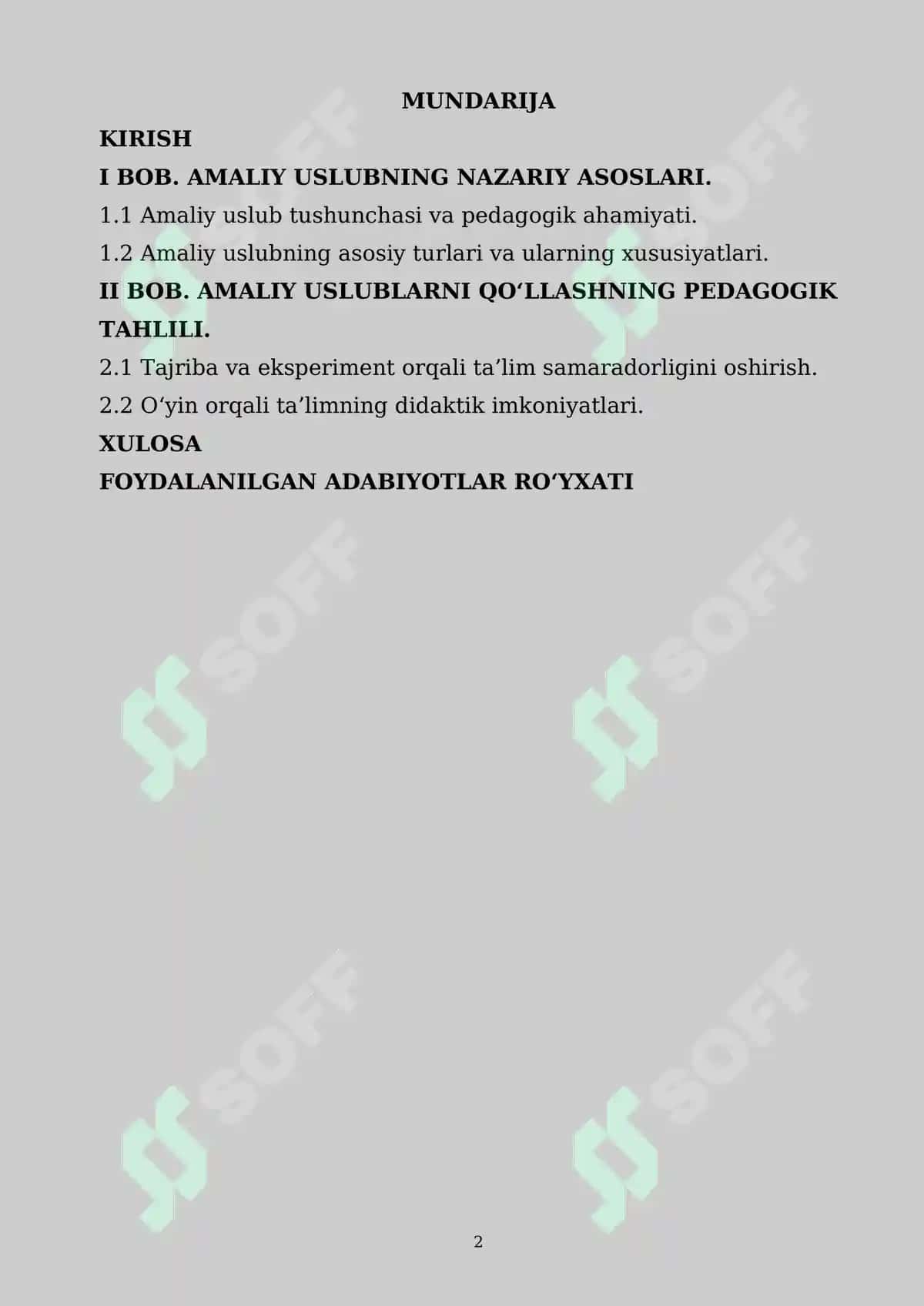 AMALIY USLUB VA UNING TURLARI (TAJRIBA, EKSPERIMENT, O‘YIN ORQALI TA’LIM) PEDAGOGIK TAHLILI 2