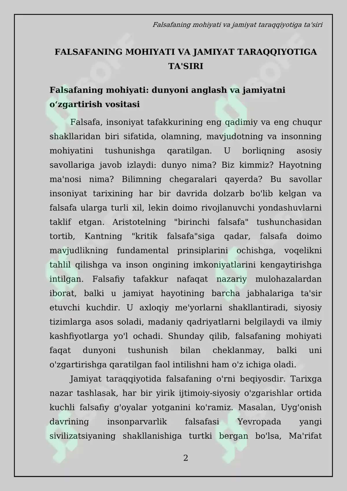 Falsafaning mohiyati va jamiyat taraqqiyotidagi o'rni. Bo'lg'usi pedagoglarda o'qitishning nazariy amaliy ahamiyati 4