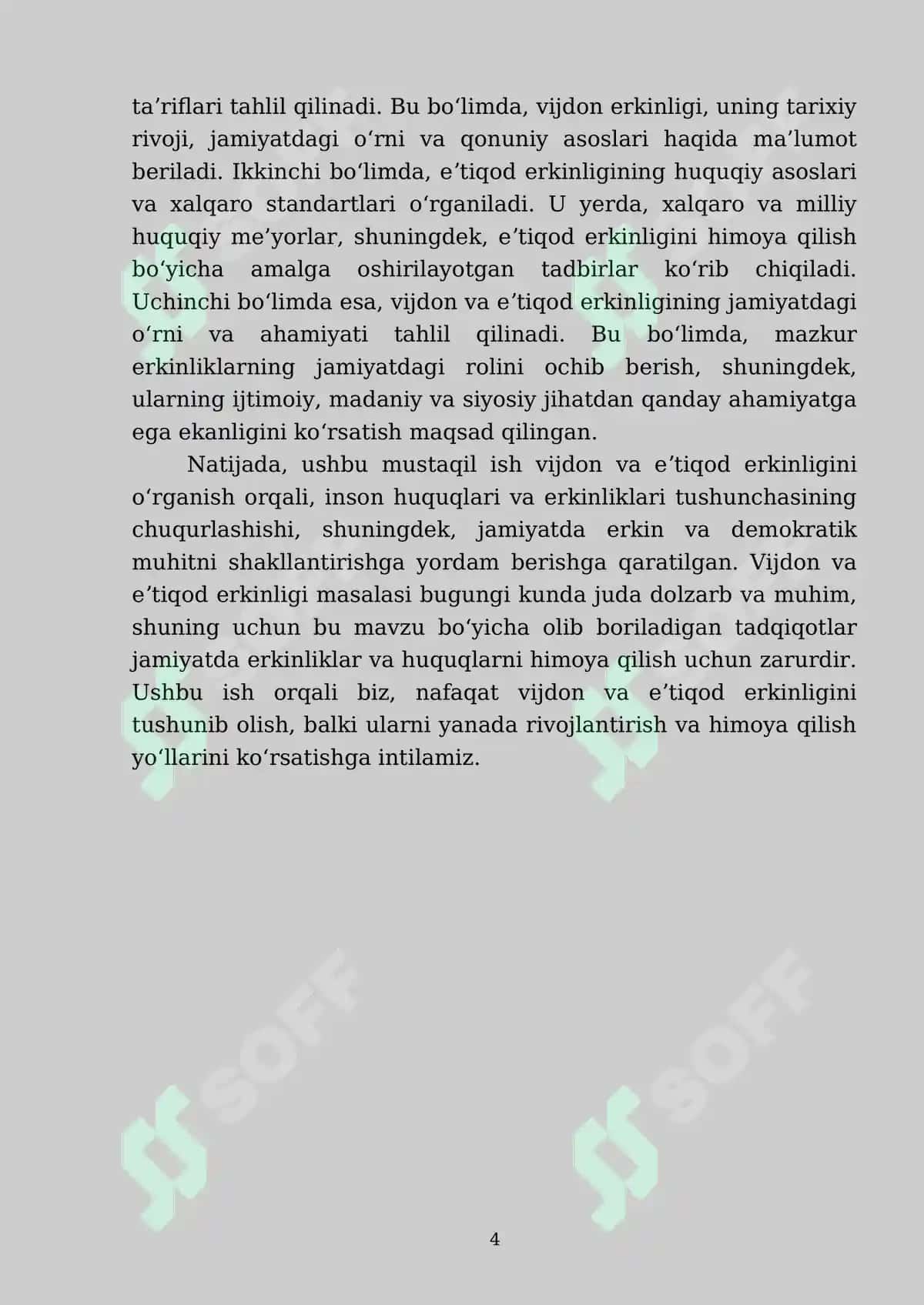 Mustaqil ish: Vijdon va eʼtiqod erkinligining taʼrifi 4