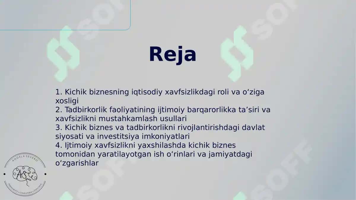Kichik biznes va tadbirkorlik faoliyatini rivojlantirishning iqtisodiy va ijtimoiy xavfsizlikni ta'minlashdagi ahamiyati 2
