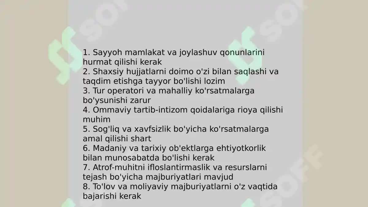 SAYYOHNING HUQUQ VA MAJBURIYATLARI TURIZM XAVFSIZLIGI 4
