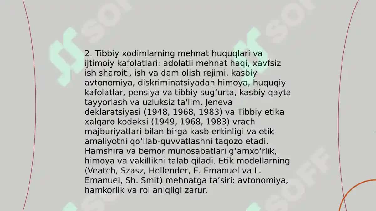 Tibbiy xodimlarning asosiy huquqlari va kasbiy erkinliklari 4