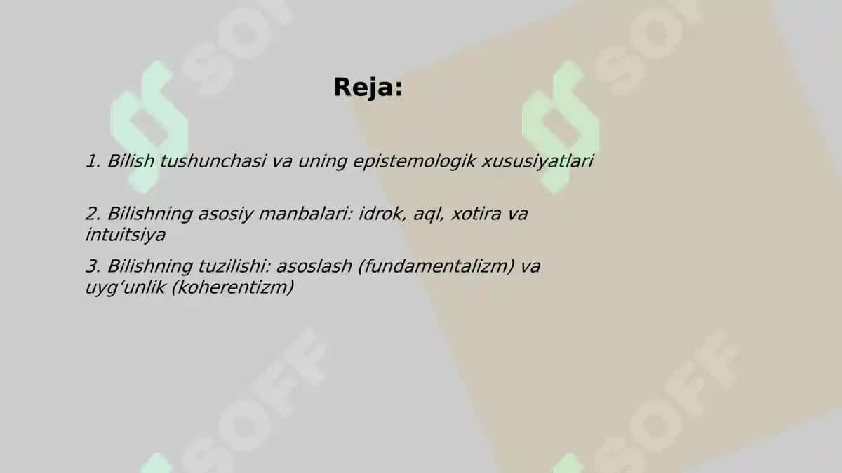 Bilish nazariyasi: asosiy muammolar va yoʻnalishlari 2