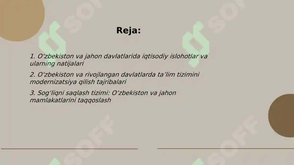 Oʻzbekiston va jahon davlatlari rivojlanishi 2