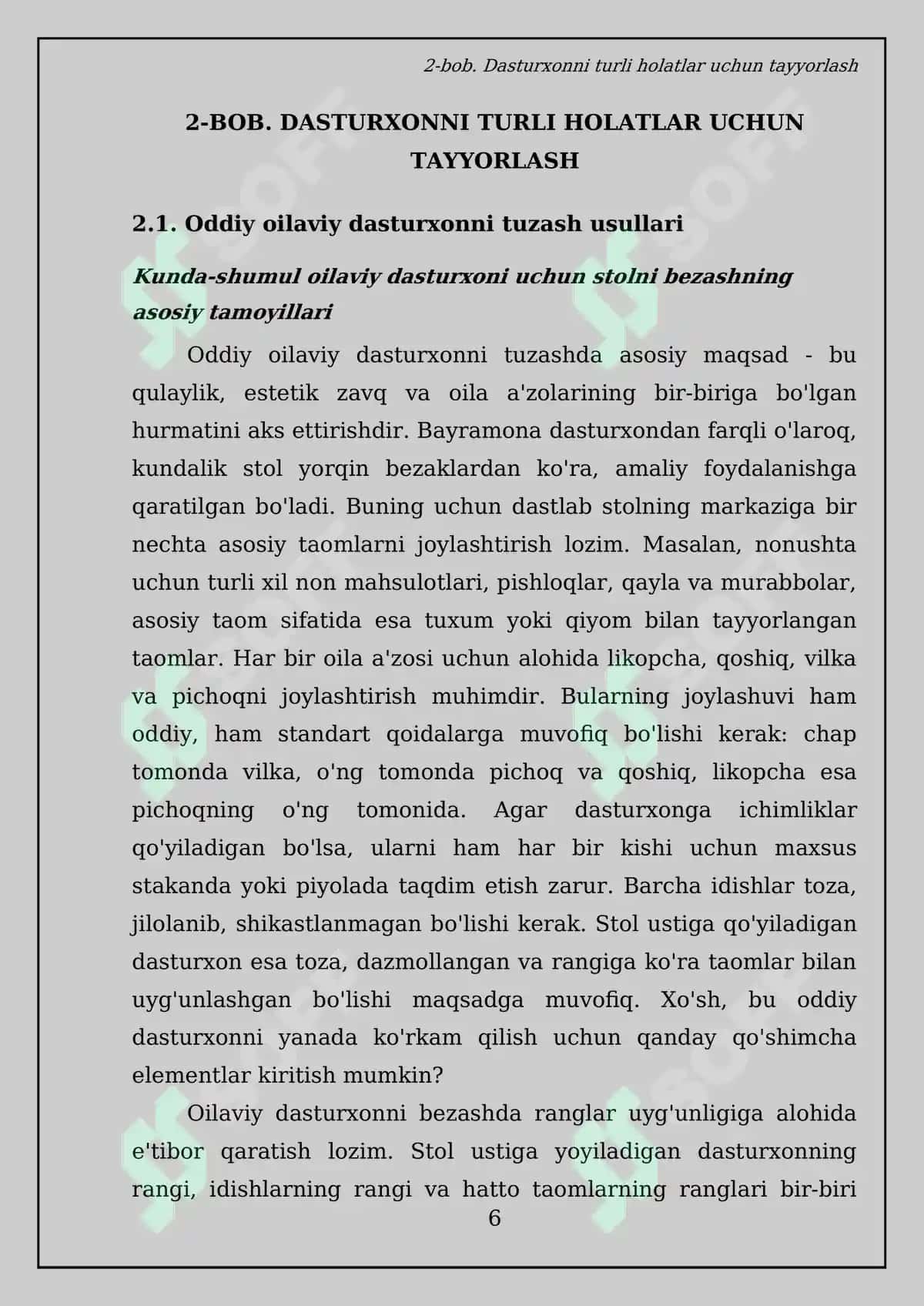 Dasturxon tuzash texnologiyasi va servirovka qoidalari bo'yicha Kurs ishi 8