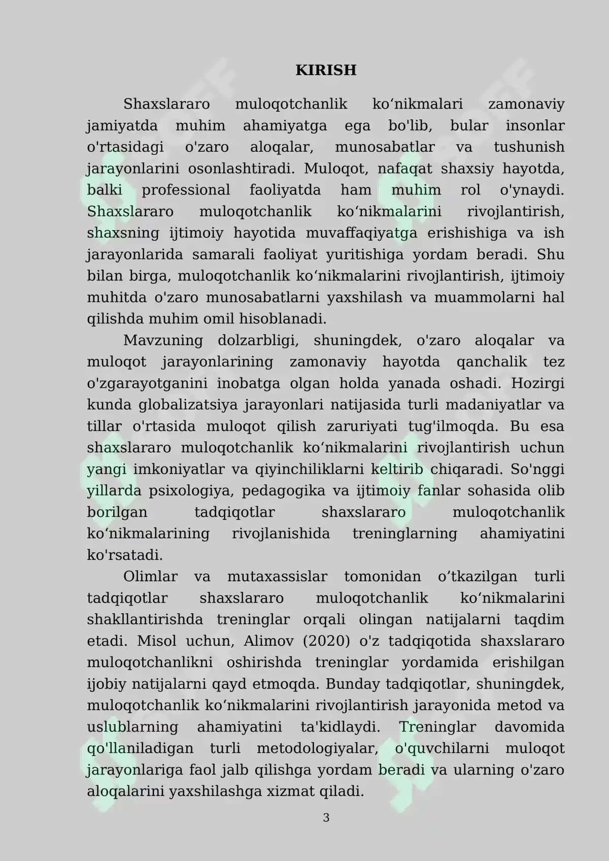 Shaxslararo muloqotchanlik koʻnikmalarini hosil qilish uchun tashkil etiladigan treninglar 3