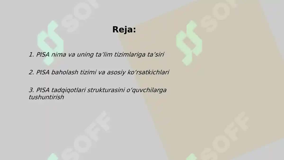 Pisa tadqiqotlari bilan o’quvchilarni tanishtirish va tadqiqotlarga tayyorlash 2