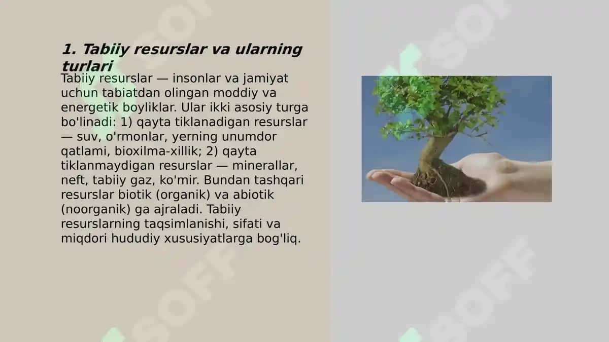 Tabiiy resurslar va ulardan oqilona foydalanish 3