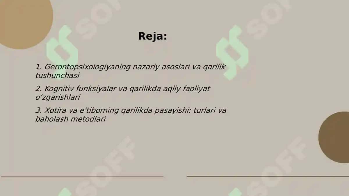 Gerontopsixologiya: qarilik davrining psixologik rivojlanish xususiyatlari 2