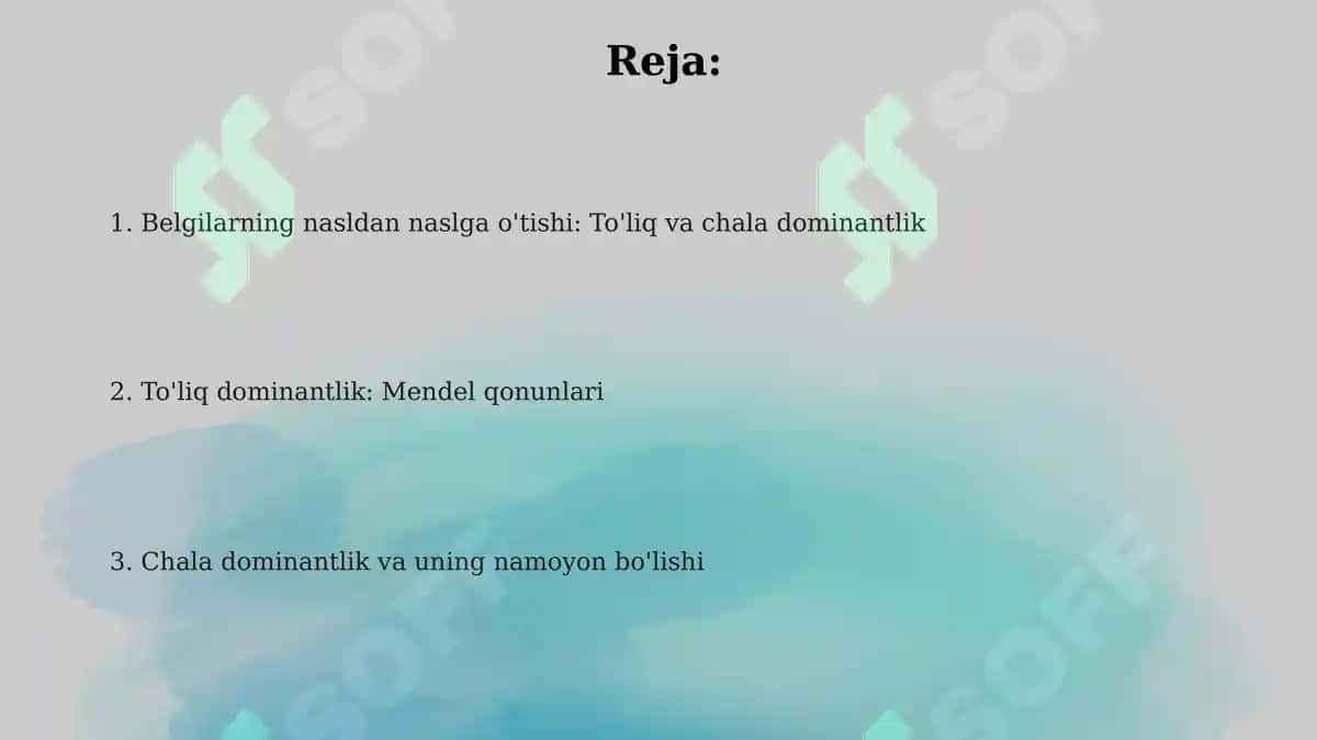 Belgilarning birikkan holda (toʻliq va notoʻliq) nasldan-nasiga berilishi 2