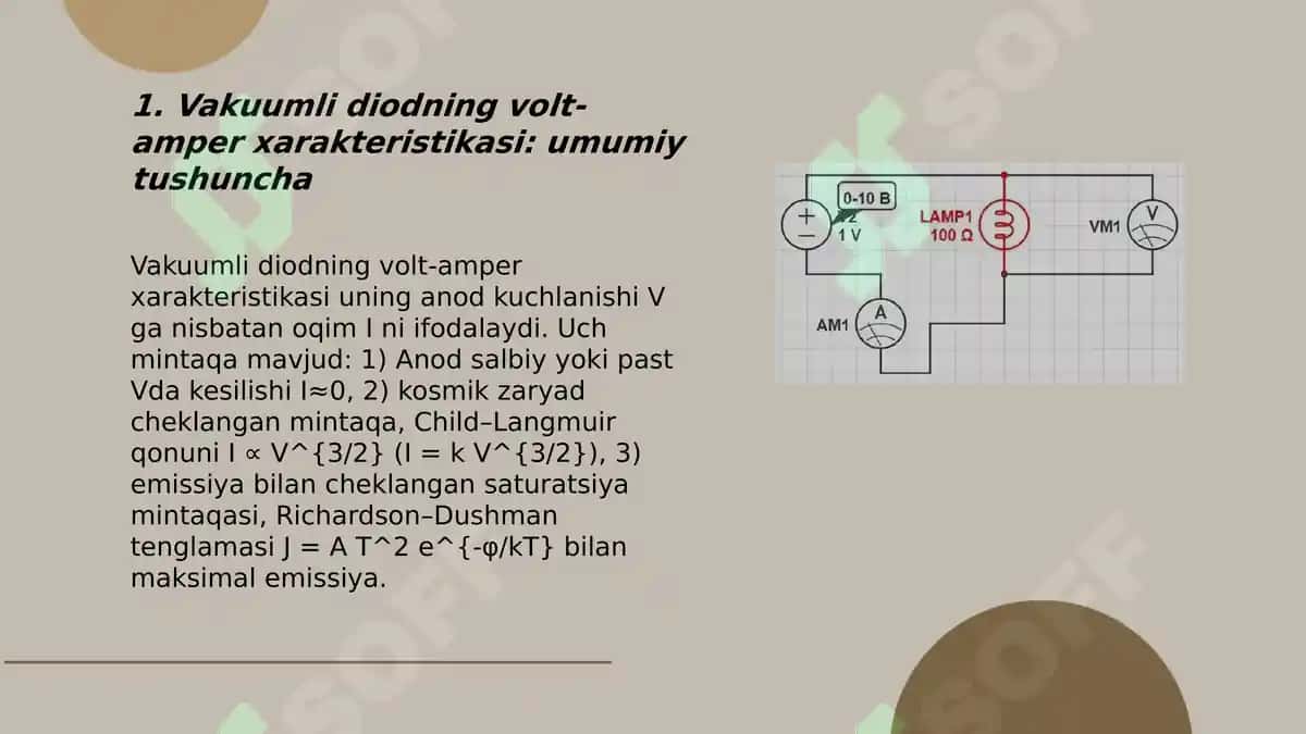 Vakuumli diodni volt-amper xarakteristikasi 3