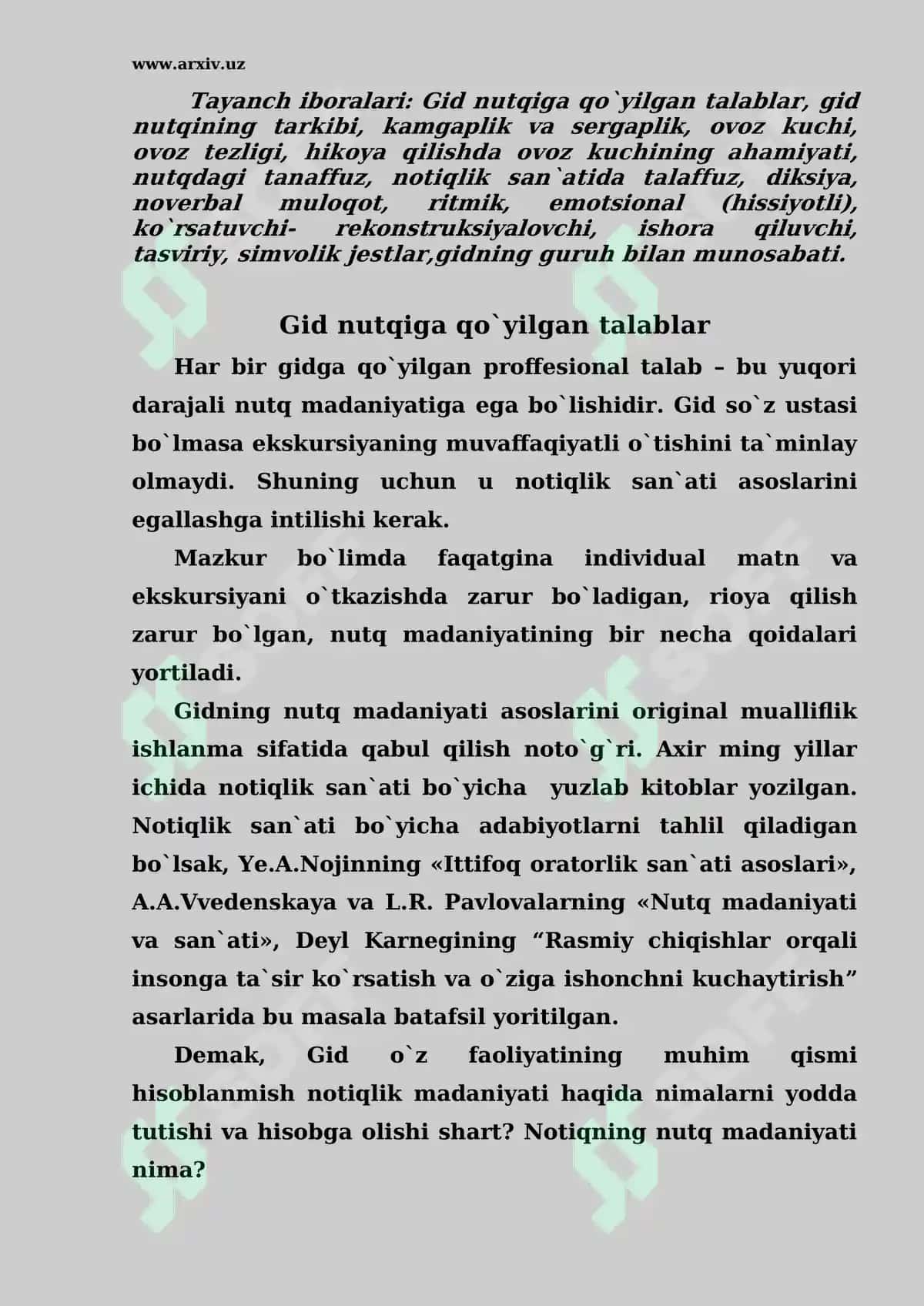 Gidning nutq madaniyati va unga qo’yilgan talablar 2