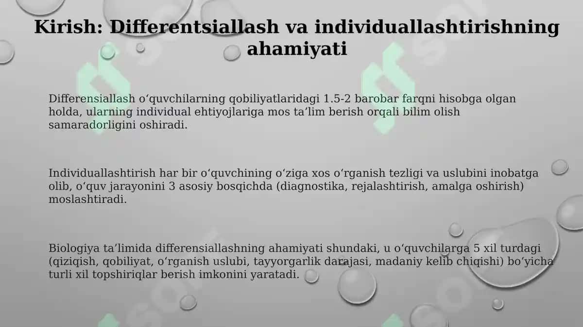 Biologiya taʼlimida differensiallashtirish va individuallashtirish texnologiyalari 3