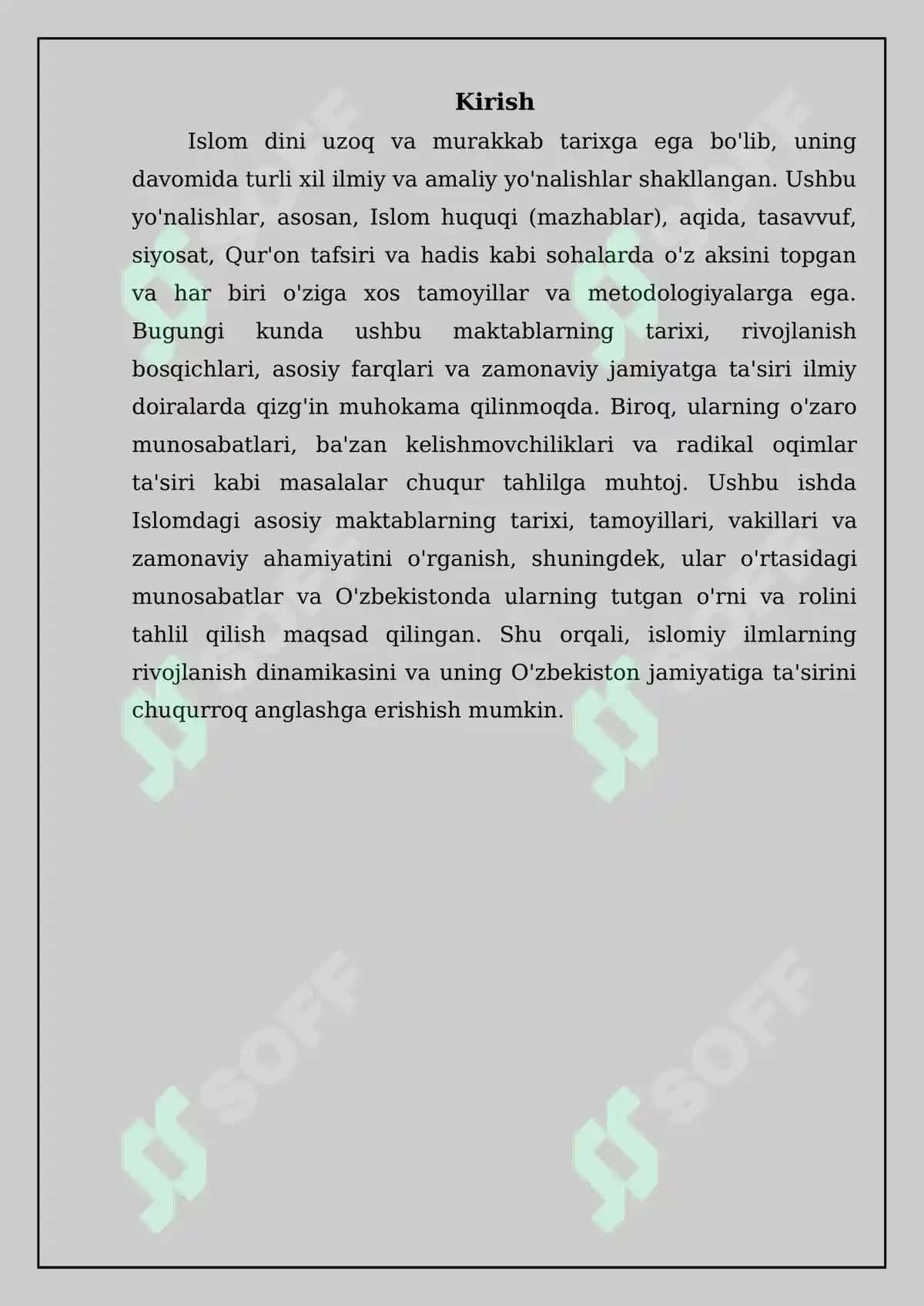 Islomdagi mazhablar bo'yicha mustaqil ish 3