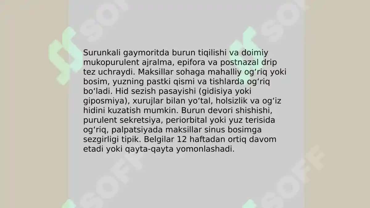 Surunkali sinusitlar, surunkali gaymorit 4