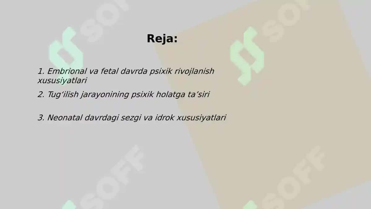 Ontogenezning ilk bosqichlaridan psixik rivojlanish xususiyatlari 2