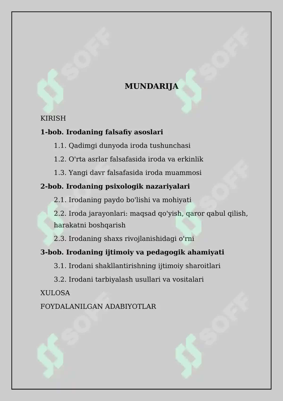 Iroda nazariyalari bo'yicha kurs ishi 2