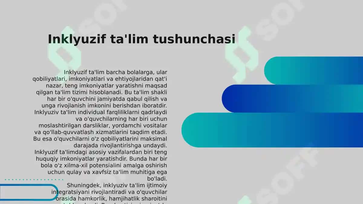 Inklyuzif ta'lim, uy ta'limi va mehrli maktablarga bolalarni jalb etish 3
