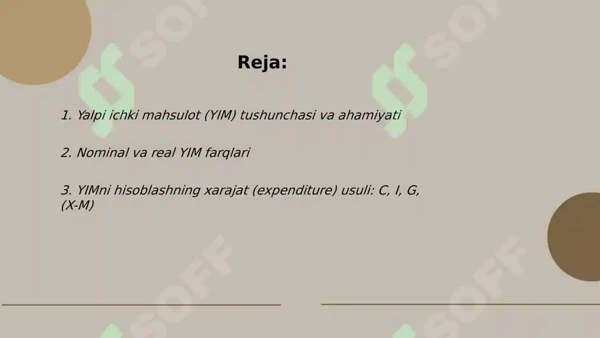 Yalpi ichki mahsulot va uni hisoblash usullari 2