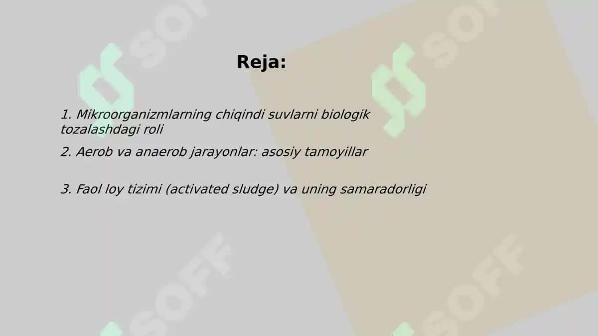 Chiqindi suvlarni mikroorganizmlar yordamida tozalash 2