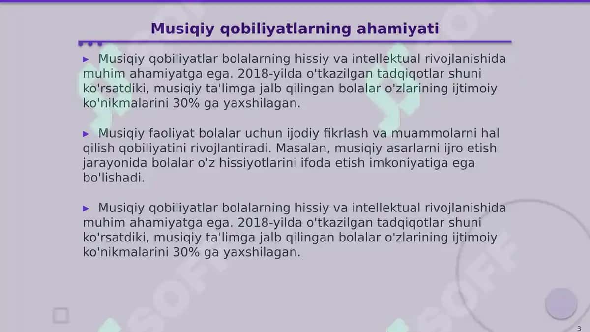 Oilada bolalarni musiqaviy qobiliyatlarini rivojlantirish. Maktabgacha ta'limda 3