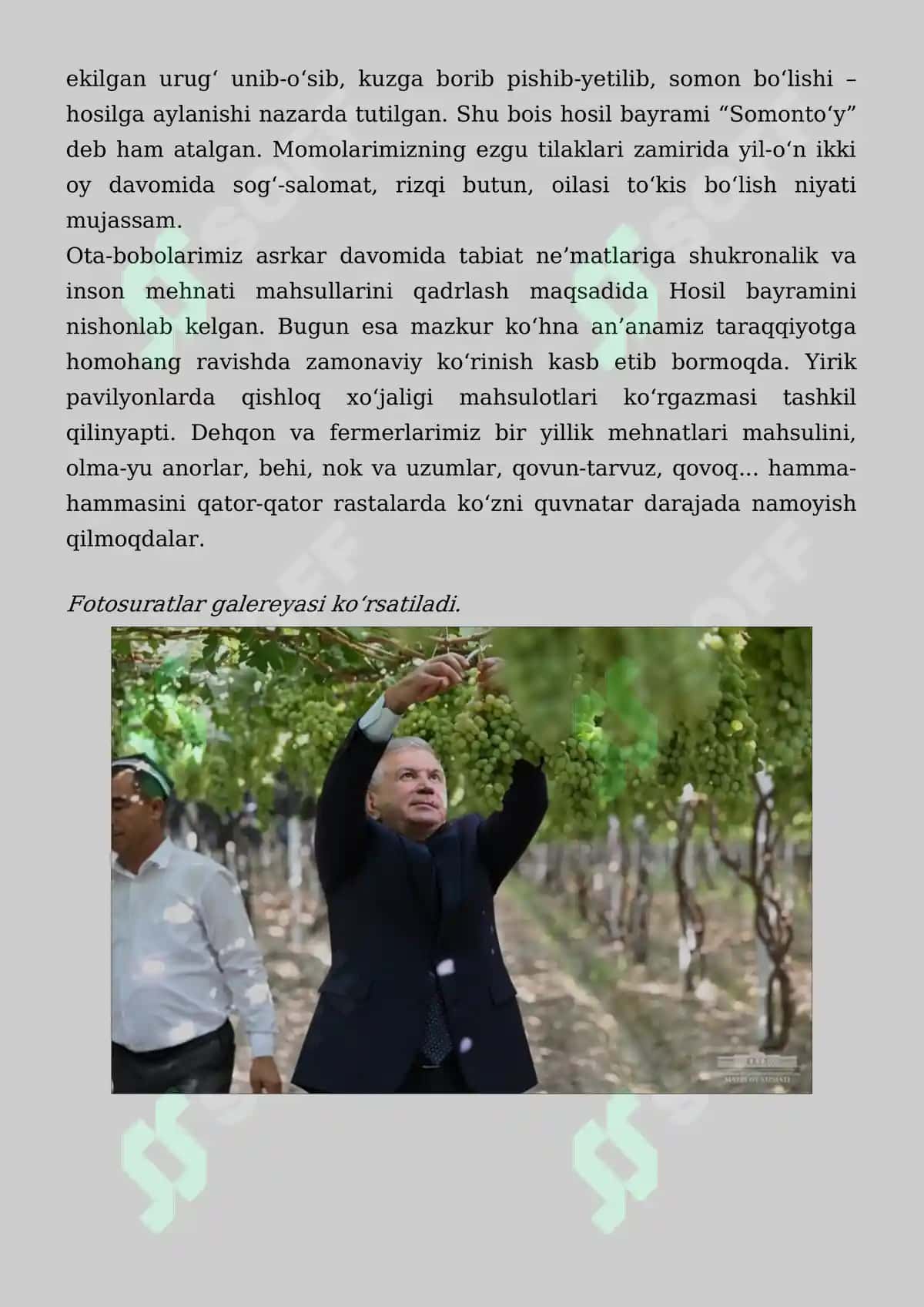 "Kelajak soati" 4-mavzu: Hosil bayrami. To'rt unsur dars ssenariysi 3