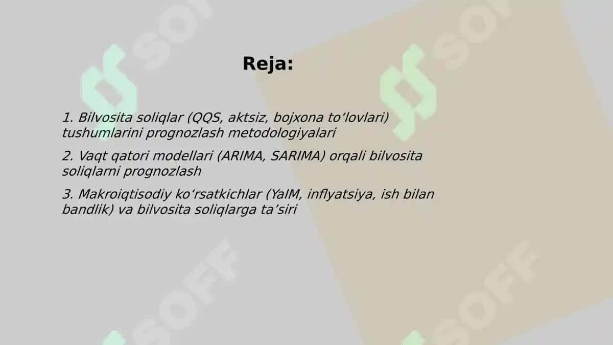 Bilvosita soliqlarni prognozlash va tushumlarga ta’sir qiluvchi omillar 2